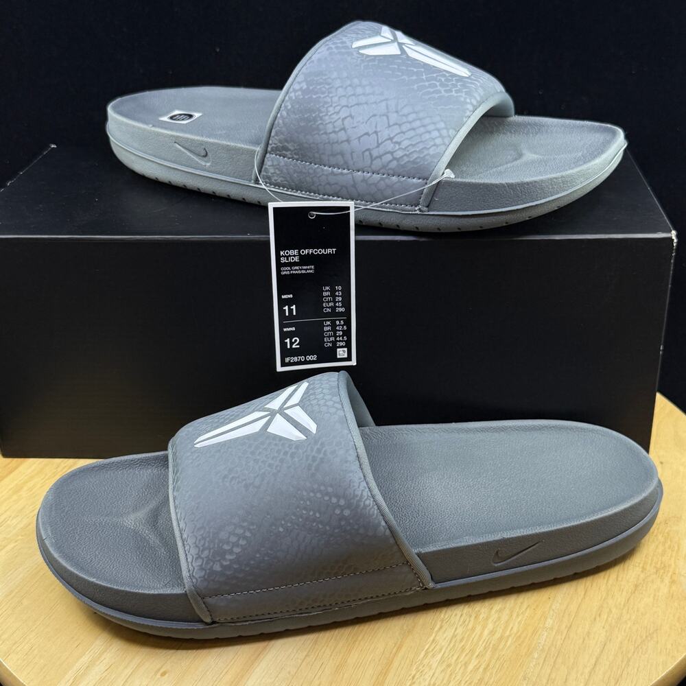 Nike Kobe Off Court Slide (IF2870-002) Cool Grey White Size 11 New